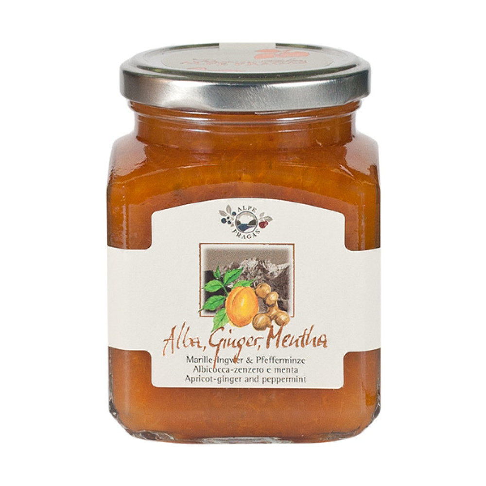 Alpe Pragas Fruchtaufstrich, Marille-Ingwer & Pfefferminze, 335g