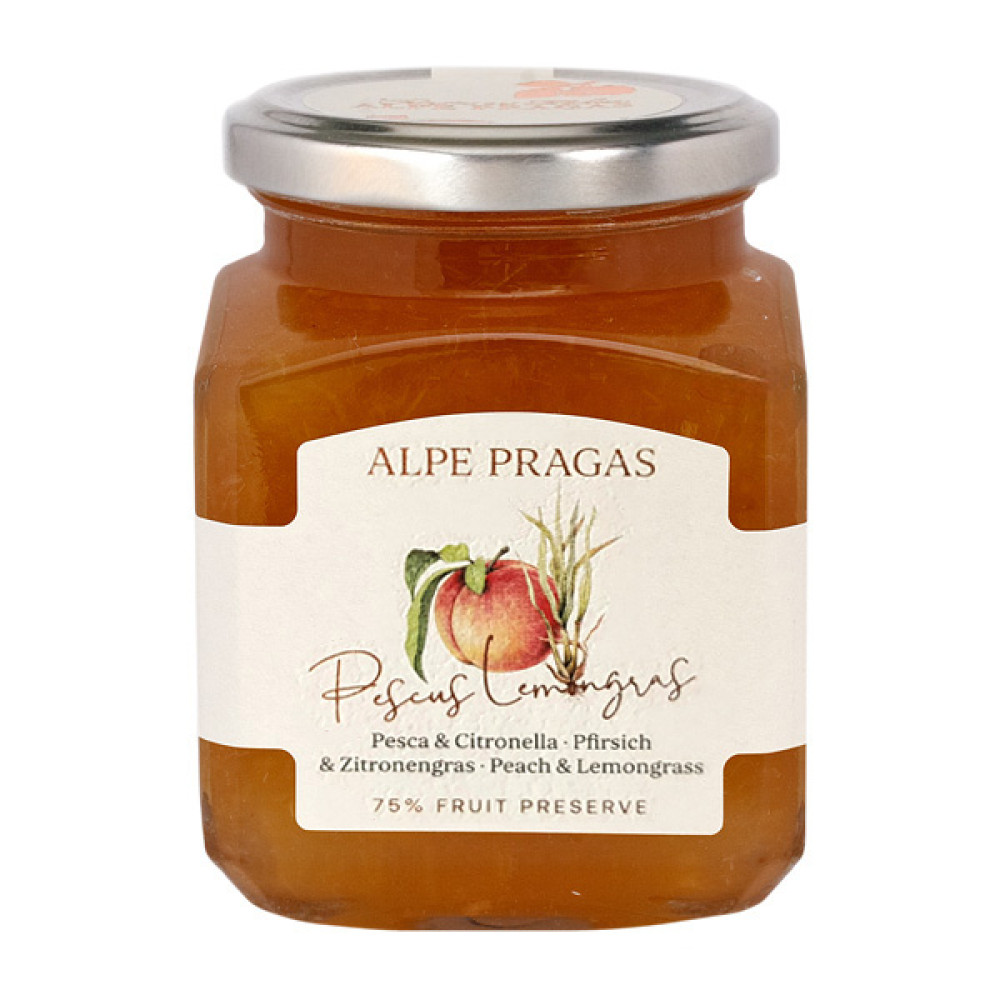 Alpe Pragas Fruchtaufstrich, Pfirsich & Zitronengras, 335g